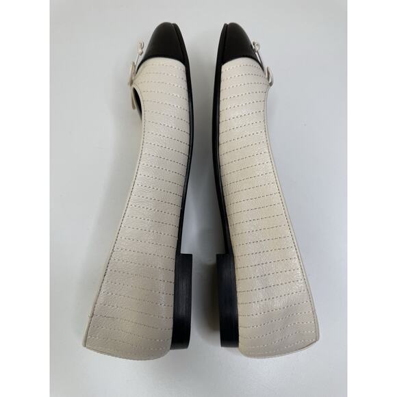 Tory Burch Cap Toe Ballet Flat Womens 10M Cream Quilted Leather Slip On Loafer - Picture 6 of 11